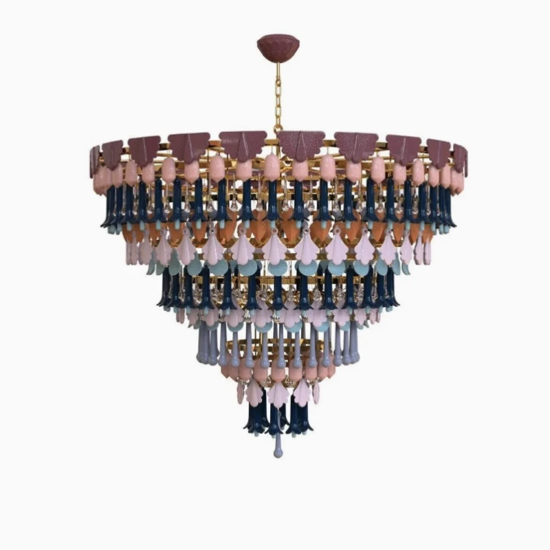 

European retro living room chandelier, American light luxury dining room high-end ceramic chandelier, villa bedroom