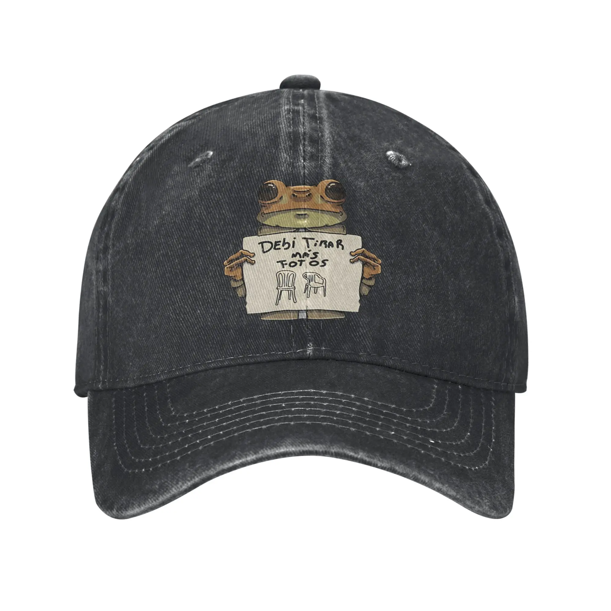 Frog - Dtmf  Baseball Caps Vintage Distressed Denim Washed Bad Bunny Dtmf Headwear Unisex Style Outdoor Summer Gift Hats Cap