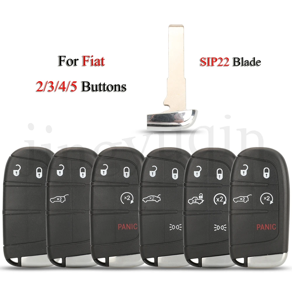 

jingyuqin 10PCS/Lot Remote Smart Car Key Shell For Fiat 500 500L 500X 2/3/4/5 Buttons With SIP22 Blade Cover Case Replacement