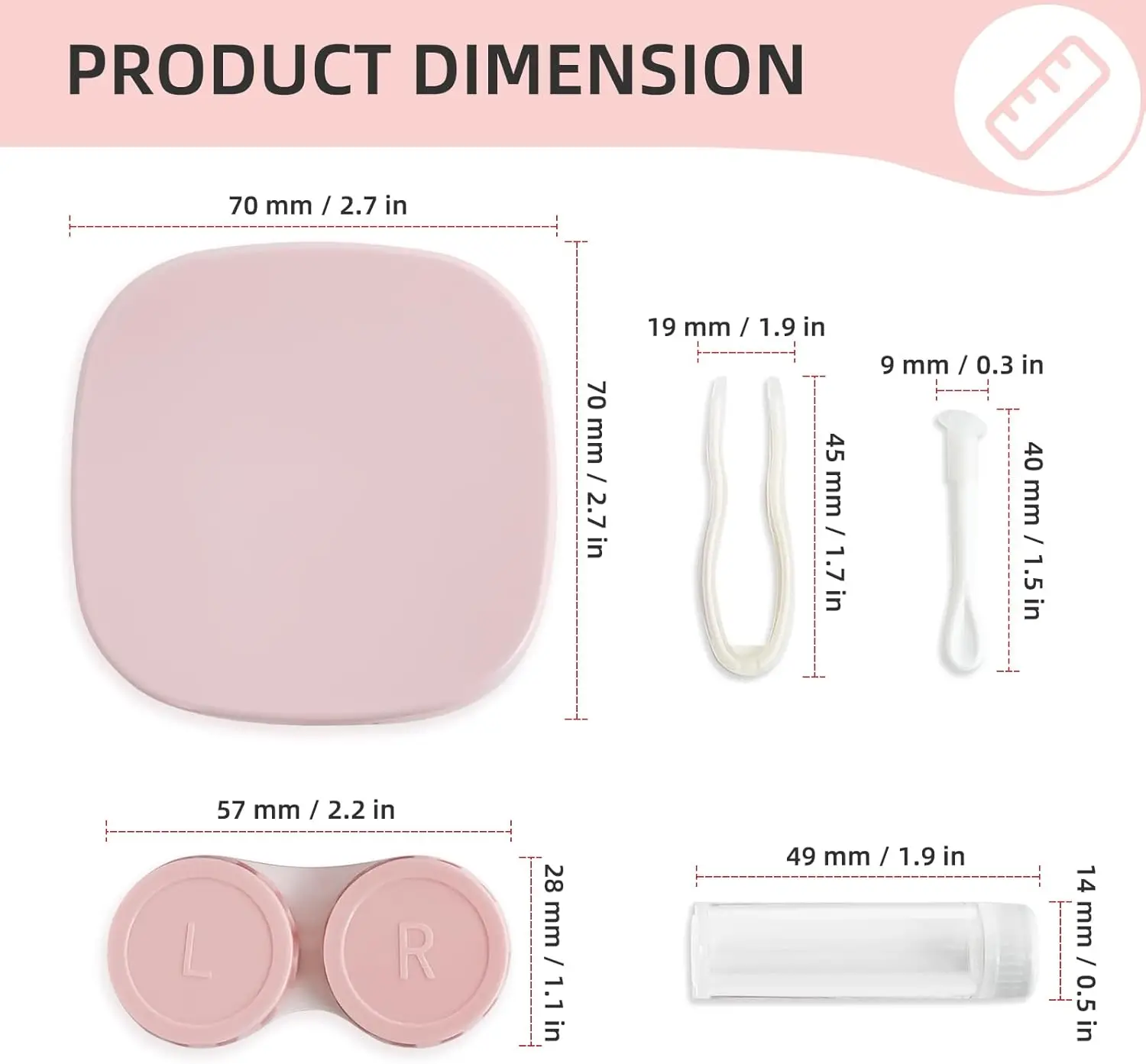 Ins Color Contact Lenses Box Solid Color Portable Contact Lens Case with Tweezer Suction Stick Set for Travel Kit Holder