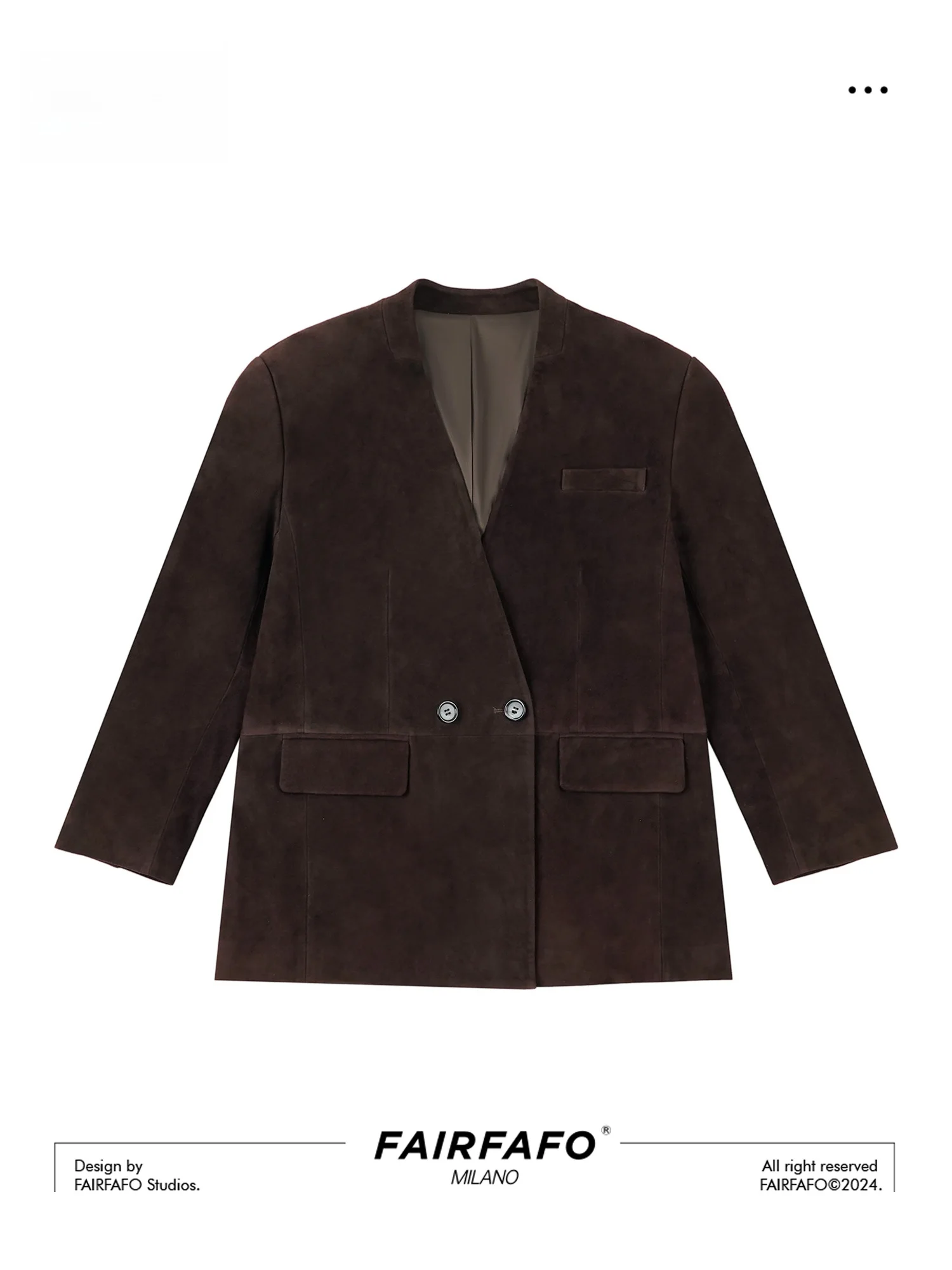 リン・ルール・ル レトロスタイル レザージャケット ビジネスカジュアル ルーズフィット レディースコート 長袖 スーツカラー ダブルボタン 無地