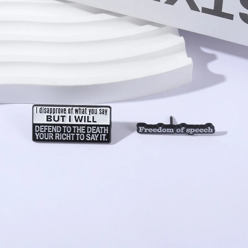 Black and White New Arrival English Brooch Backpack Decorative Clothing Lapel Pin Metal Badge Black and White
