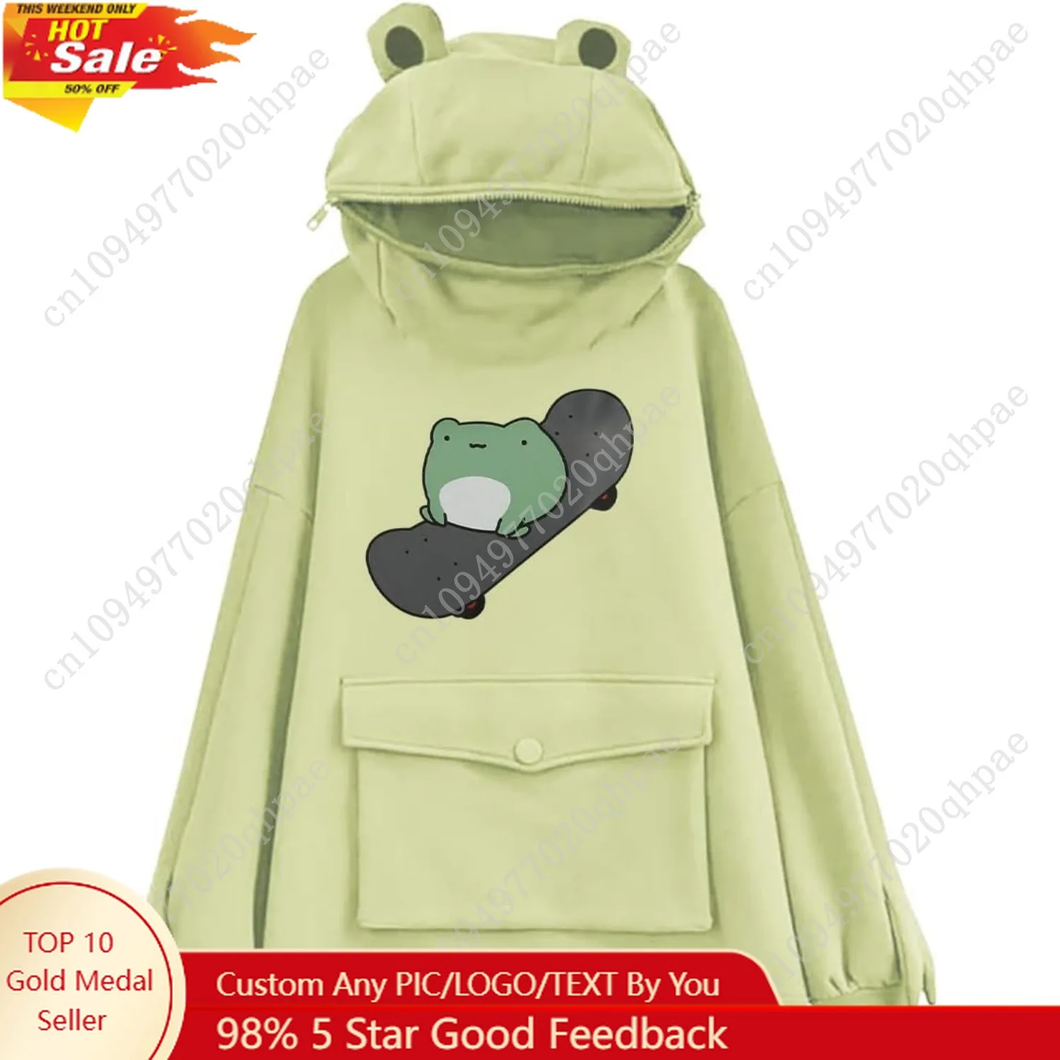 

RGOSME Frog Hoodie Teen Girls Cute Oversized Graphic Hoodies Women Sweatshirt Cosplay Costume Pullover Tops