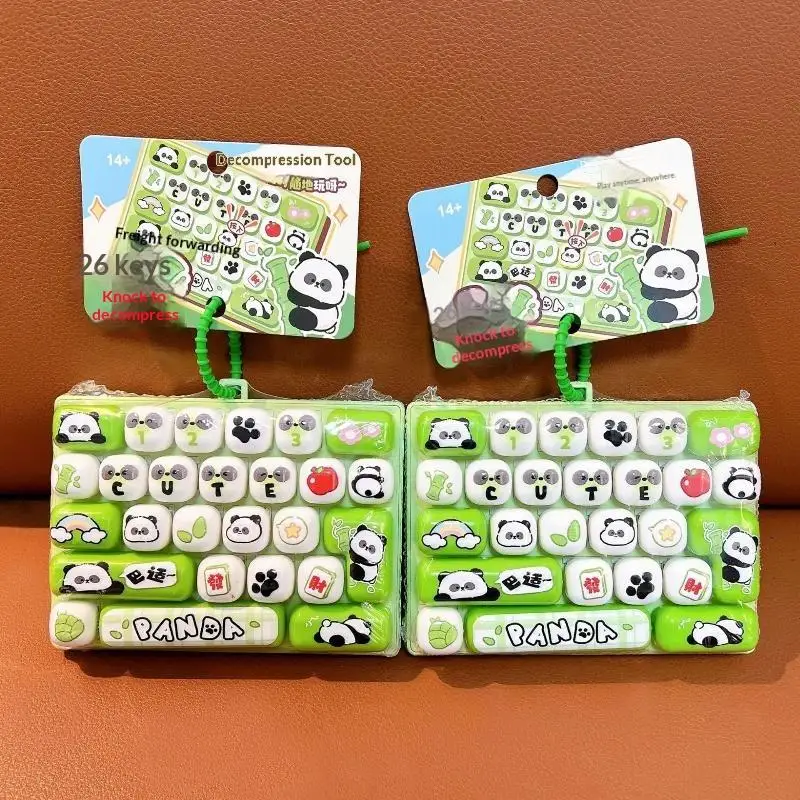 Cute Green Panda 26 Key Fidget Keyboard Stress Relieving Pendant Small Toy for Students After Class Relaxing
