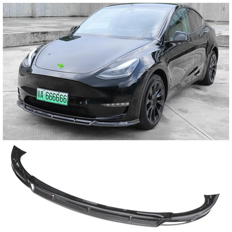 

High Quality ABS bright black & ABS Carbon Bumper Front Lip Splitter Diffuser Lip For Tesla Model Y 2018 2019 2020 2021 2022