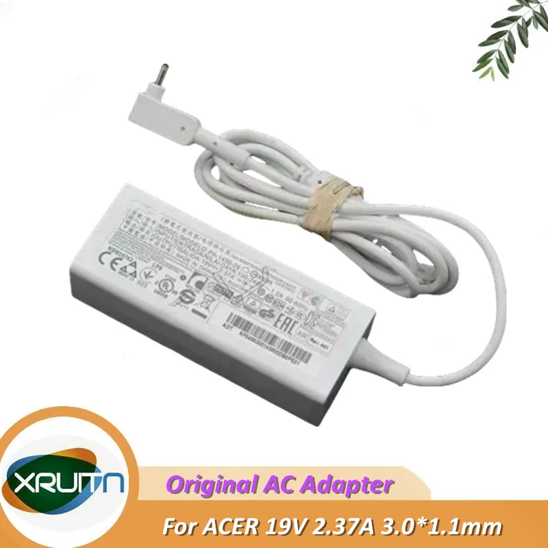 Genuine Original For Acer 19V 2.37A A13-045N2A 45W 3.0mm x 1.0mm Laptop AC Adapter Charger Power Supply  KP.0450H.003 white