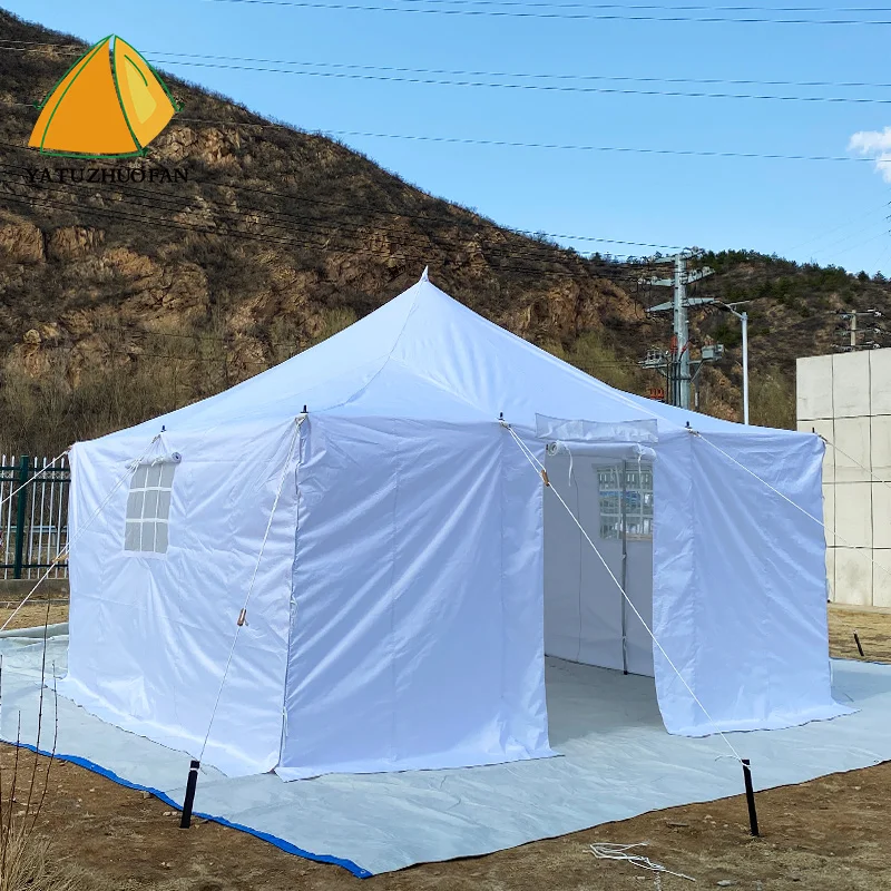 Bracket Tent, 16 Square Meters Waterproof Oxford Cloth Disaster Relief Tent, 6-8 Person Refugee Shelter Temporary Residence