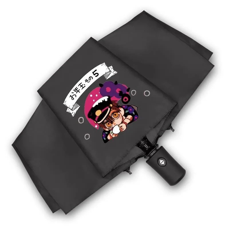 

Black White Jibaku Shounen Toilet-bound Hanako-kun,Anime Cute Kawaii Chibi Anti-UV,Automatic Rain CompactUmbrella for Woman Girl