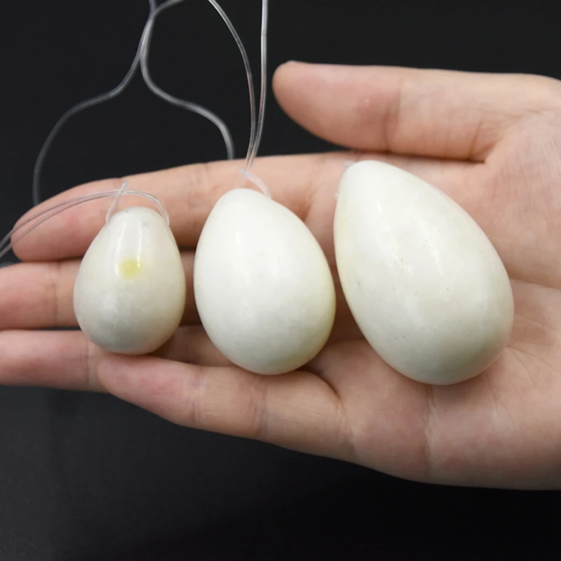 3PCS Drilled natural jade eggs massage yoni eggs For Face Body Massage kegel exercise