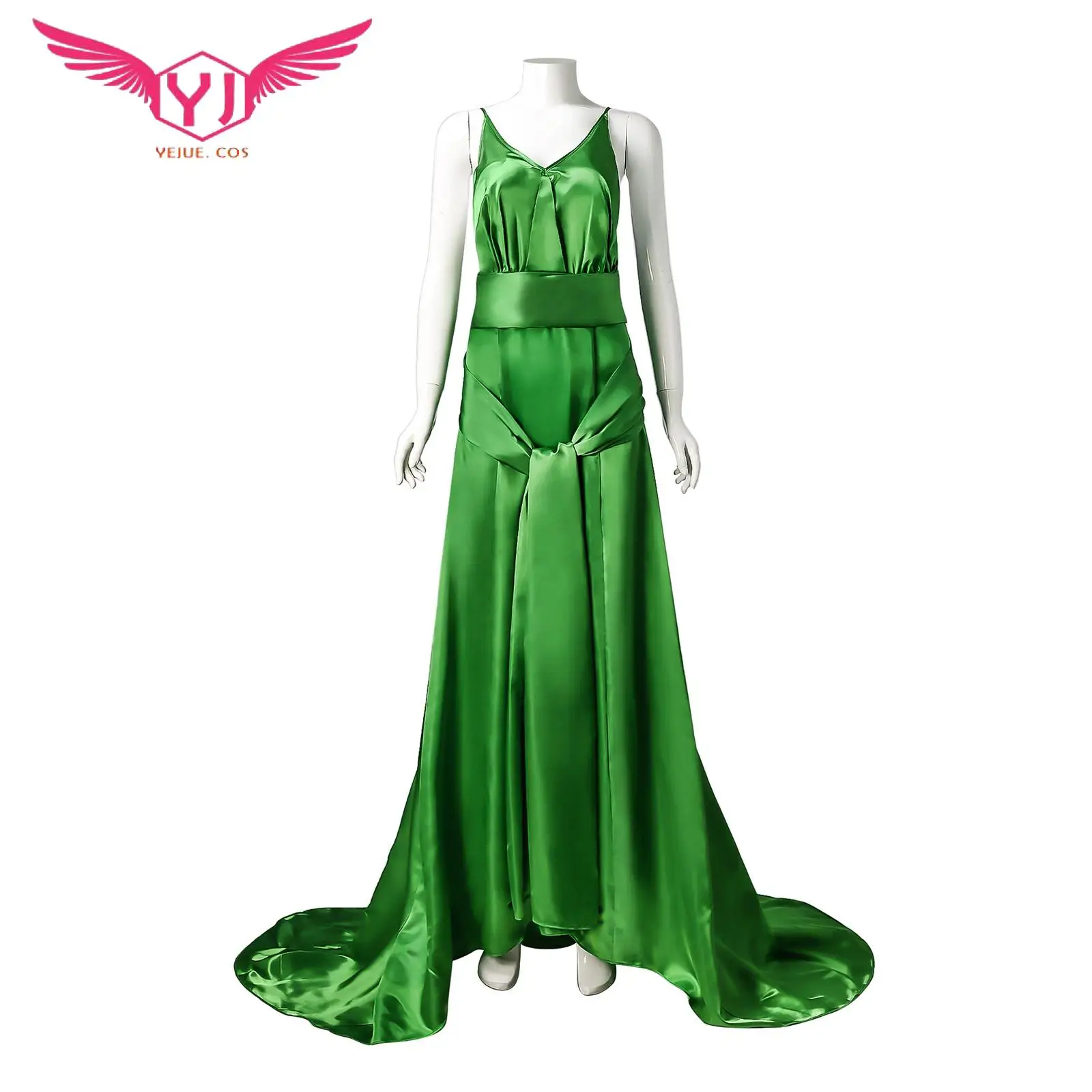 

Movie Atonement Cosplay Costume Roleplay Ecillia Green V-Neck Open Back Strap Long Dress Cotton Fabric for Woman Halloween Gift