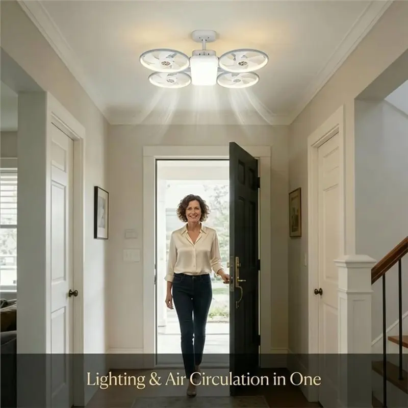 [NEWA66Z!】 For Various Scenarios Compatible Led Ceiling Fan Light, Snail In Ceiling Fan With Light E27 Socket, Remote, 3-Color D