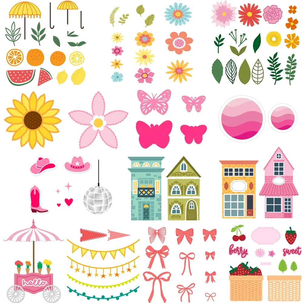 الفواكه الطازجة والمظلات الأزهار ورقة قطع يموت القوس منزل لافتات يموت قطع مجموعة DIY بها بنفسك سكرابوكينغ ورقة بطاقات صنع جديد