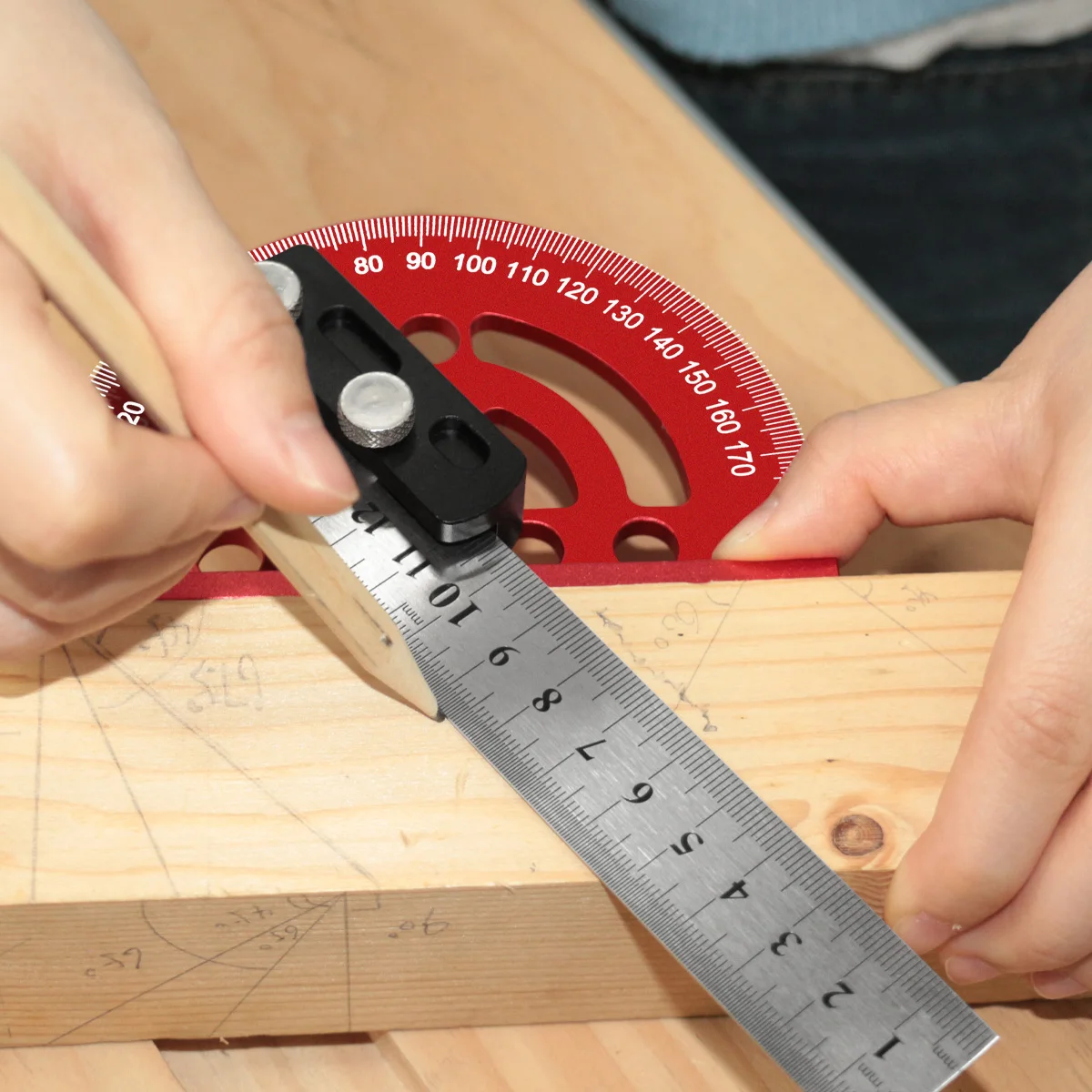 180° Adjustable Alignment Multi-Angle Measuring Ruler Adjustable Guide Auxiliary Clamp Kit DIY Tools