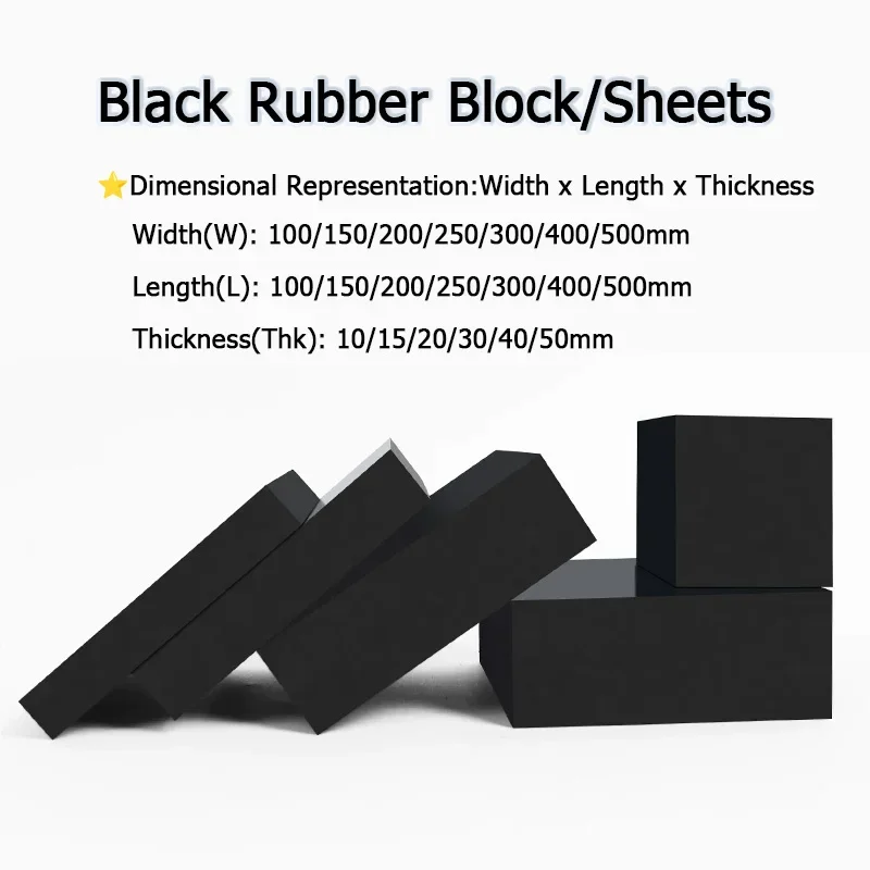  Black Rubber Sheets/Block Shock-Absorbing Pad Damping Gasket Pad Customizable Thk10 mm 15mm 20mm 30mm 40mm 50mm