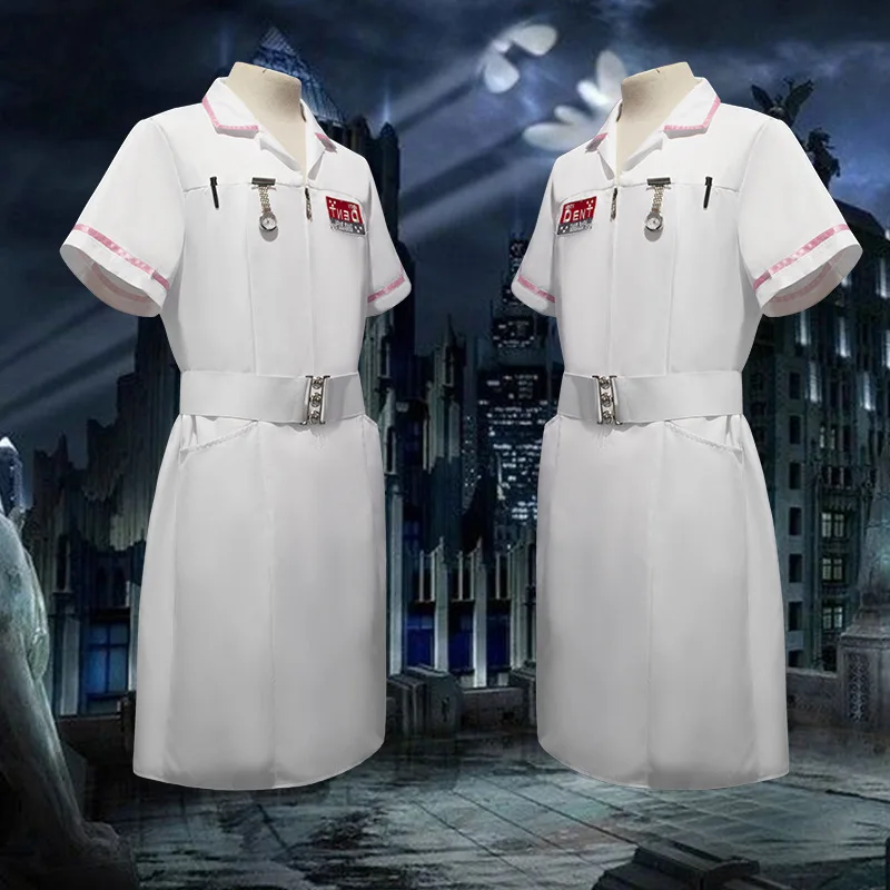 Movie Jieke Nurse Cosplay Nurse Costume Uniform Cosplay Scary Bat Dress Pocket Watch Pen Halloween Cos Set