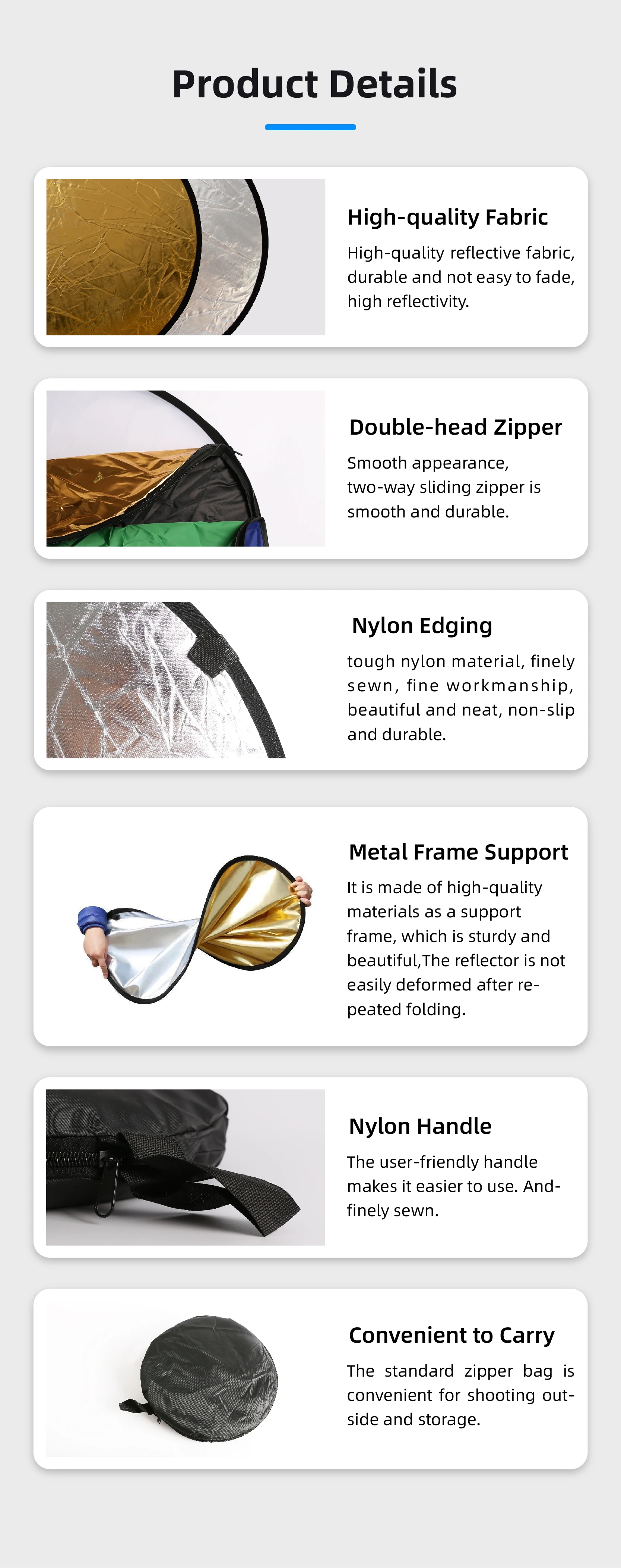 عاكس تصوير دائري قابل للطي ، ناشر ضوء خارجي ، قرص متعدد مع حقيبة حمل ، استوديو تصوير ، 2 في 1 ، 30 ، 60 ، 80 ،! #5