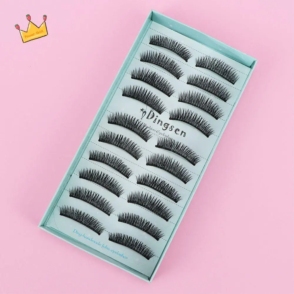 Cross 10 Pairs Black Handmade Long Fake Eye Lashes False Eyelashes Makeup Extension