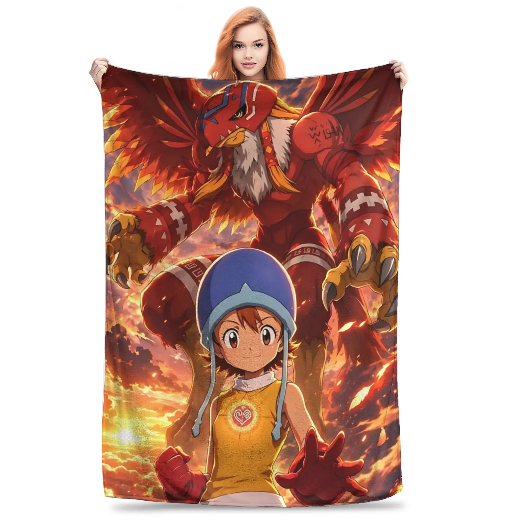1PC Home Digimon Adventures  Blanket Throw Super Cosy Plush Living Room Sofa