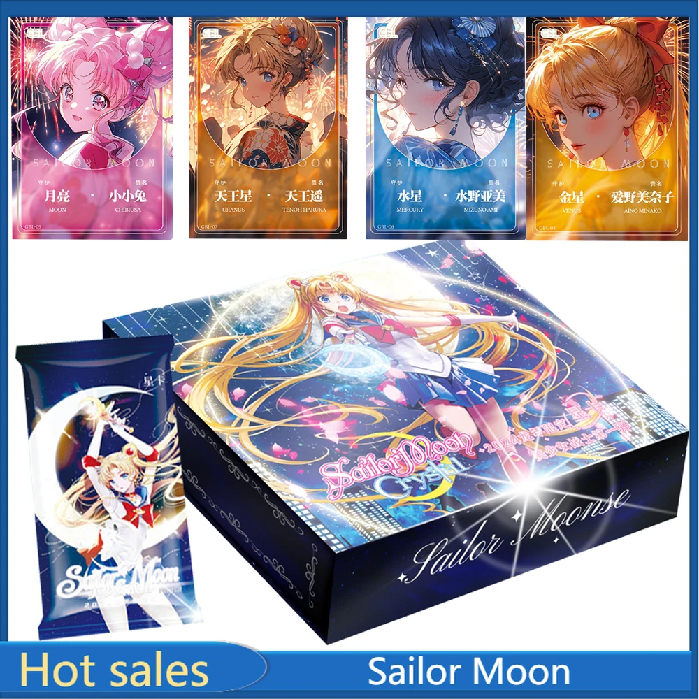 

2024 Original Sailor Moon Anime Collection Cards Cute Cartoon Beautiful Girl PR Crystal Relief Gold Dragon Game Cards Xmas Gifts