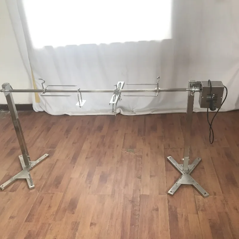 Custom Adjustable Height Camping Tripod BBQ Spit  Rotisserie Rod Kit for Whole Lamb Barbecue