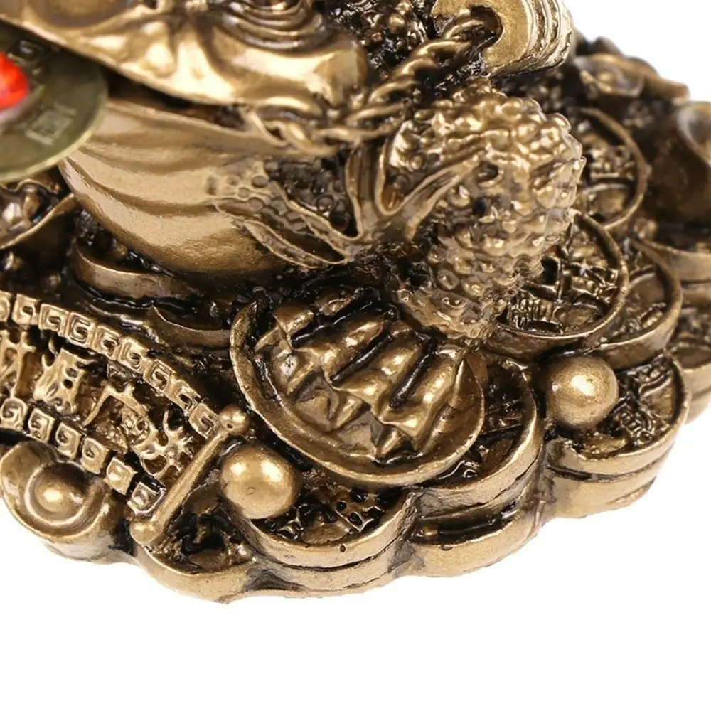 عملة فنغ شوي الصينية الذهبية الضفدع ، زينة الثروة النقدية الراتنج ، زخرفة الطاولة ، هدية الحظ ، المنزل والمكتب #5