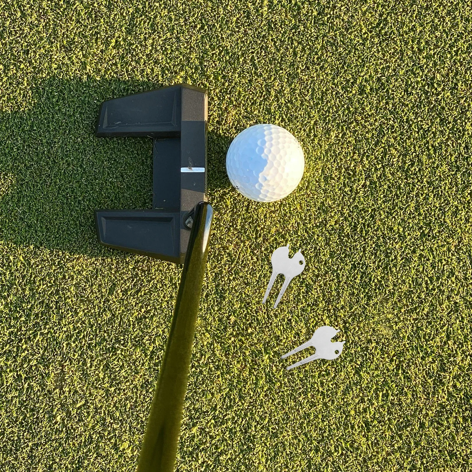 Golf Green Fork Tool The Cleaning Brush Pitch Mark Repairer Silver Hand Divot Garden