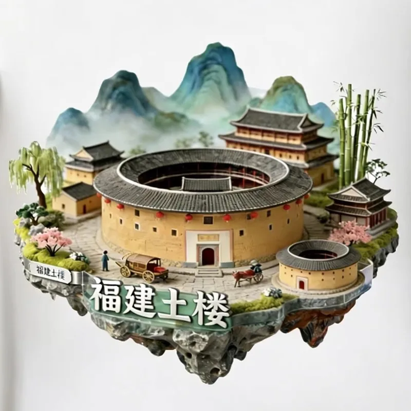 China Souvenirs Fujian Metal Fridge Stickers Jiuhuashan Lushan Hengshan Huashan Shanghai Chengdu Suzhou Fridge Magnets Gifts