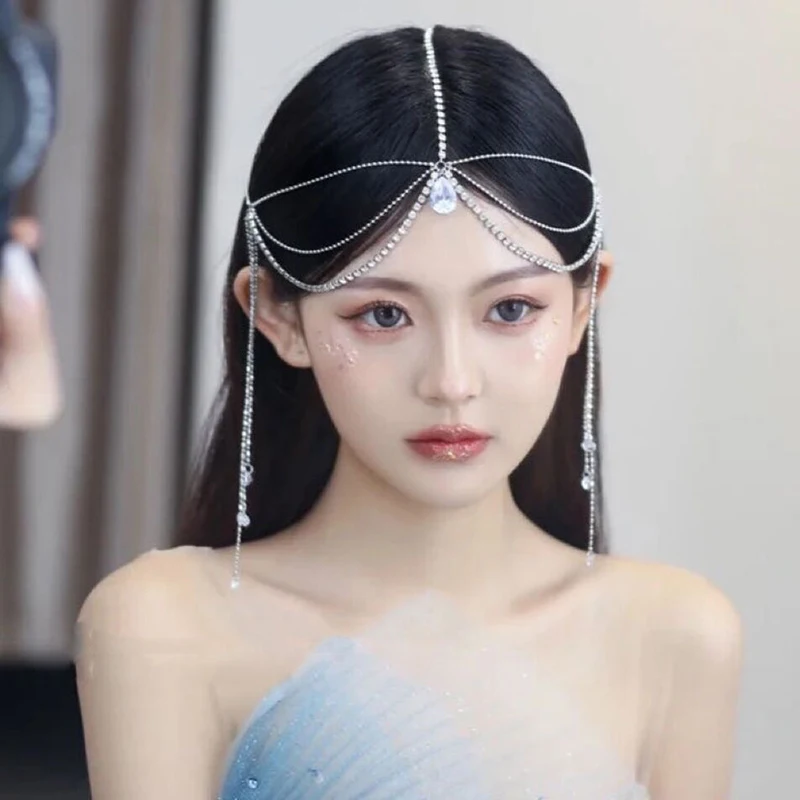 Ancient Style Elf Hair Accessories Rhinestone Multilayer Tassel Headwear For Women Girls Princess Tassel Hair Accessories