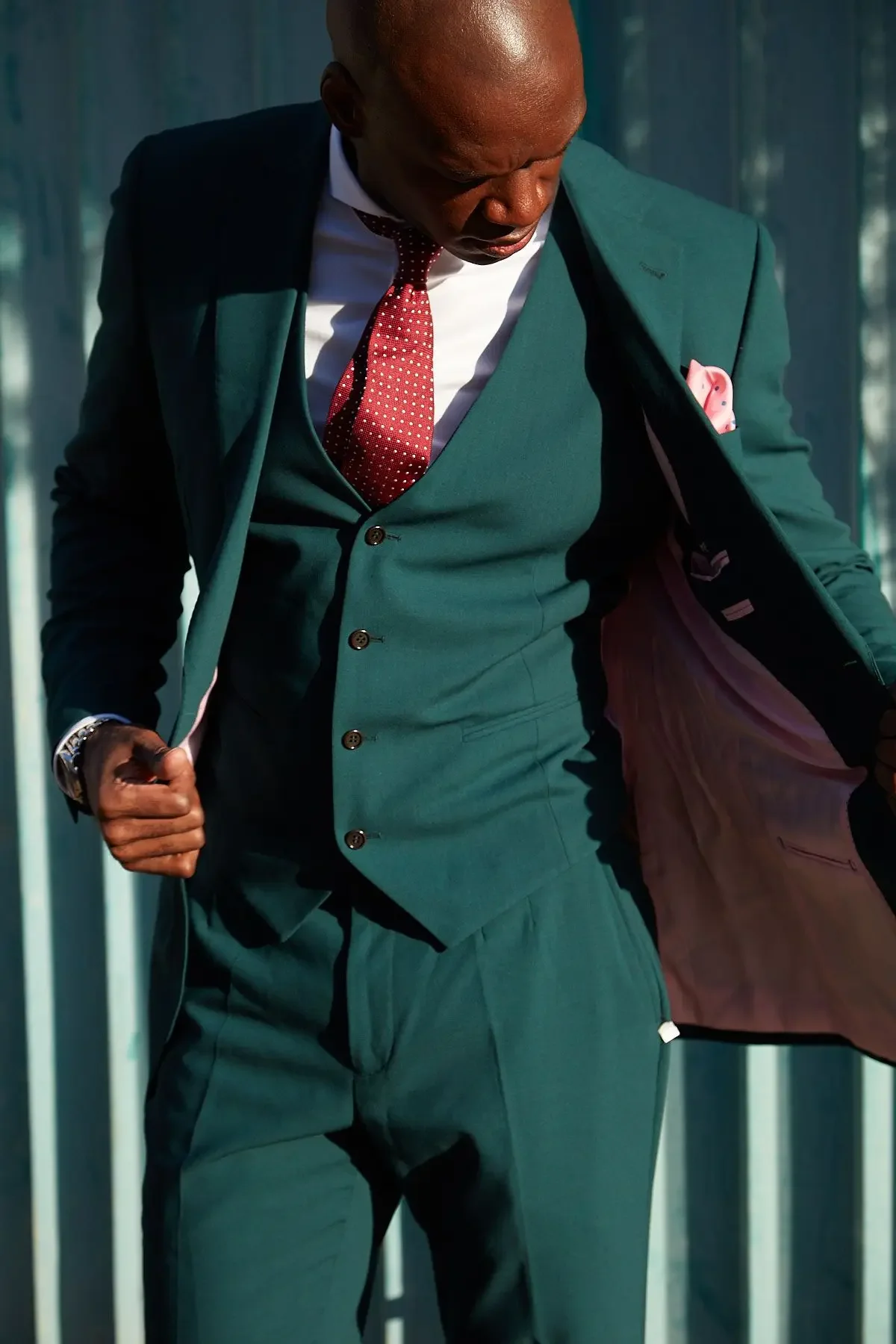 2024 Fashion Green Casual Men Suit High Street Slim Fit Blazer Hombre Groom Tuxedo High Quality Custom 3 Piece Set Costume Homme