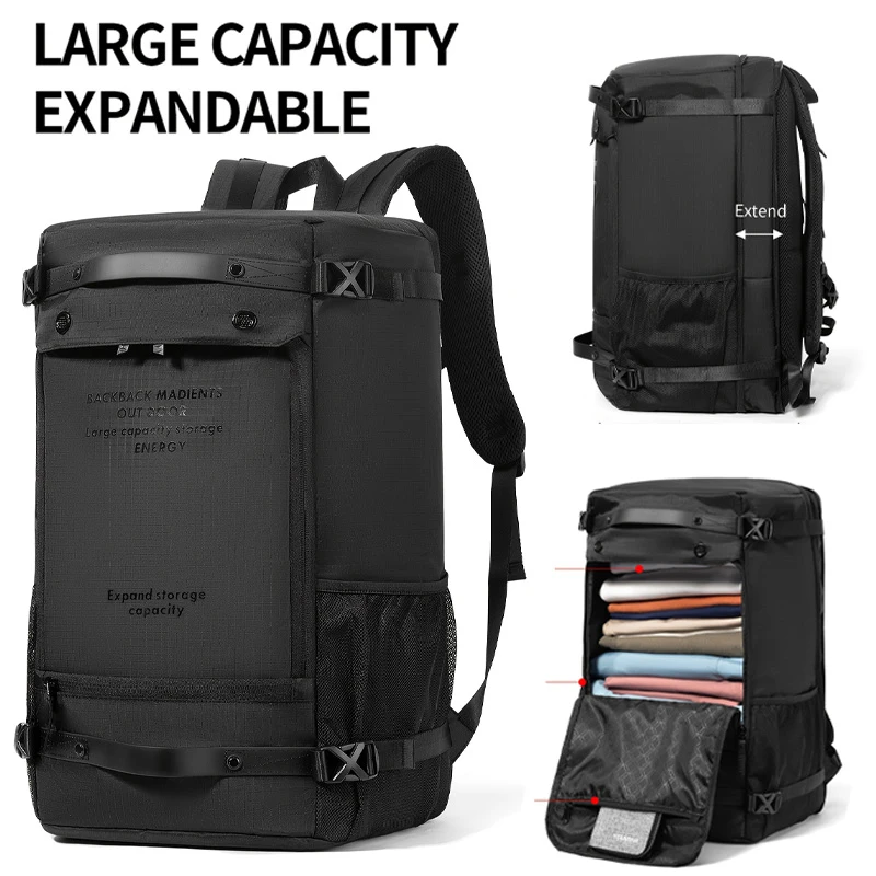

70L expandable travel backpack with large capacity, shoe cabinet, lockable zipper, suitable for air travel and outdoor hiking