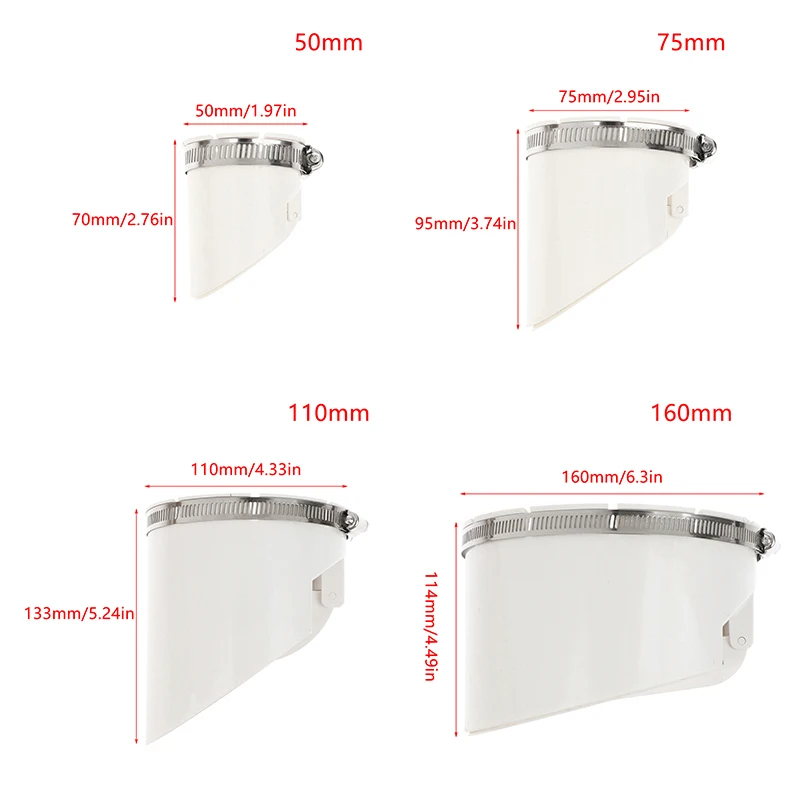 Picture 7: 50-160mm Drainage Pipe Floor Drains White Strainer Plug With Clamp PVC Anti Backflow Anti Odor Valve Sewer Hair Filter