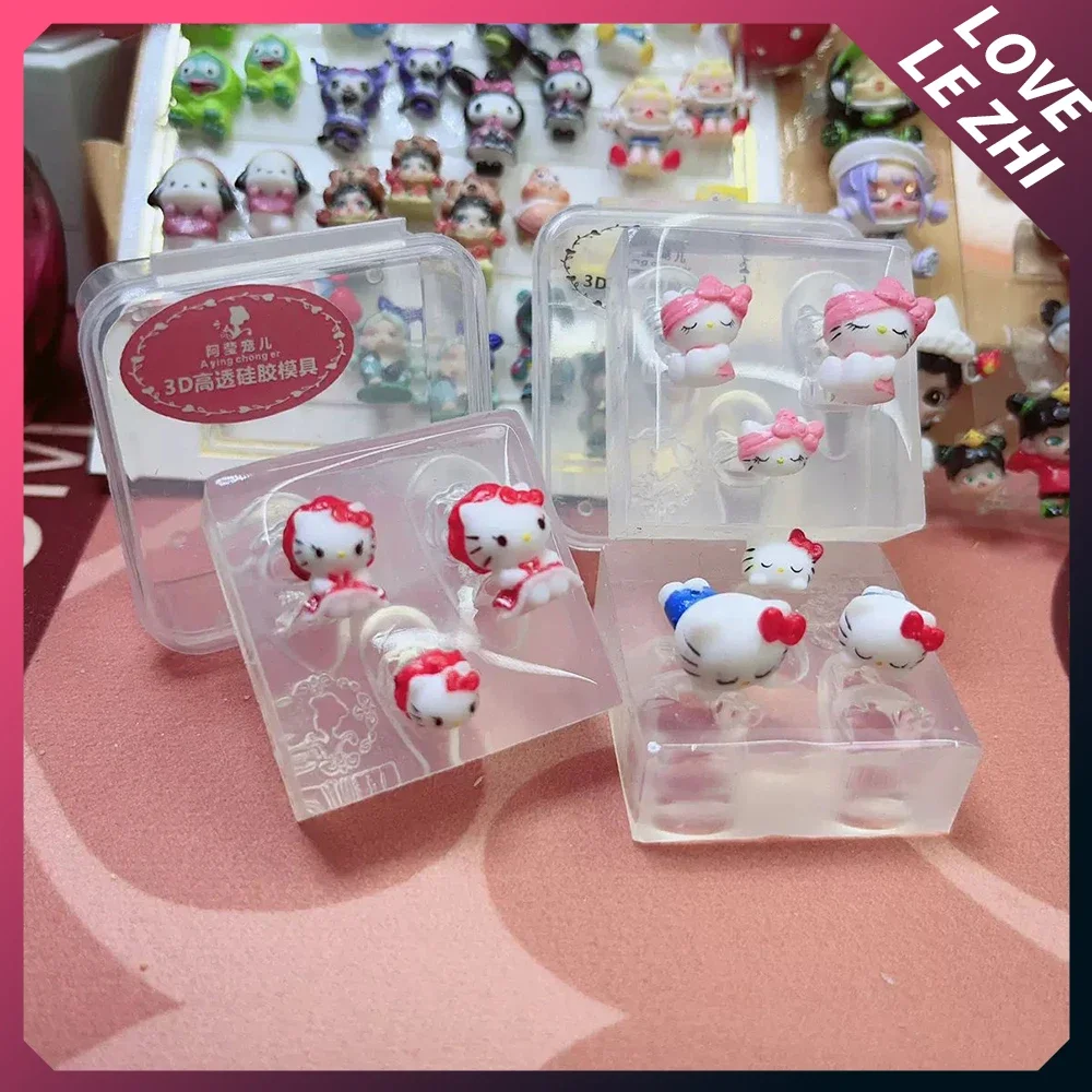 Cute Hellokitty Anime Nail Mold Full Body Cat Cat Head Diy Girl\\'s Heart Stereoscopic Silicone Mold Manicure Tools Decorate