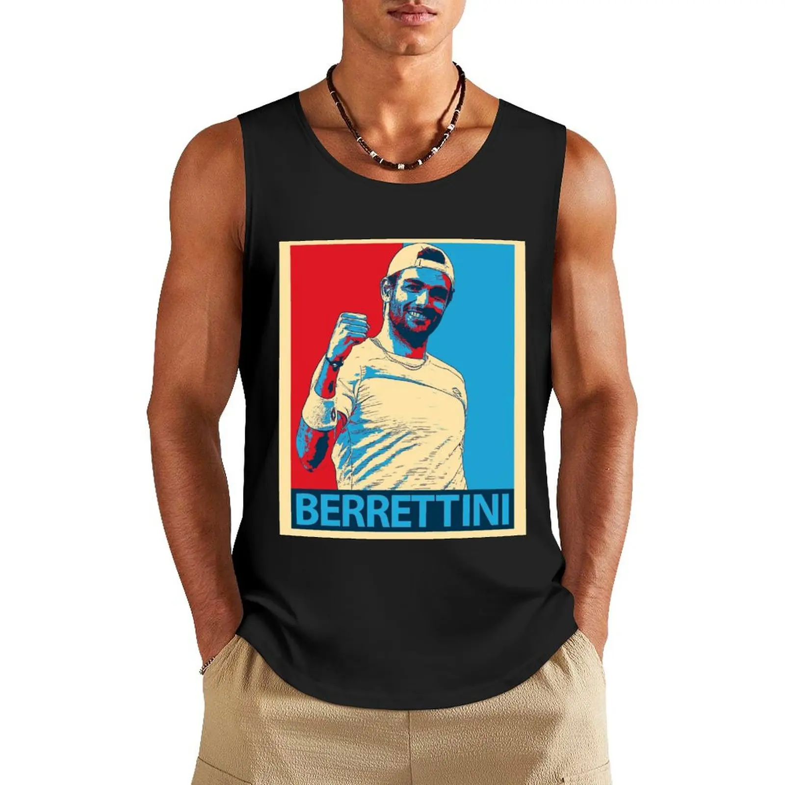 

Matteo Berrettini Tank Top Male clothes Men's gym t-shirts training weight vest