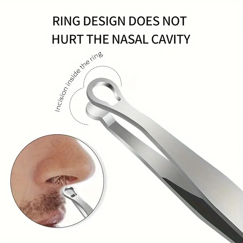 Stainless Steel Round-Head Nose Ear Hair Clip Beard Trimmer Eyebrow Scissors Nose Eyebrow Pusher - Tweezers Blade Precision Groo