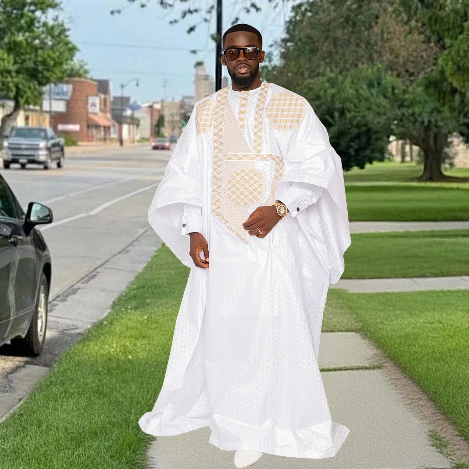 African Clothes For Man Bazin Riche Embroidery Design Top Long Sleeve