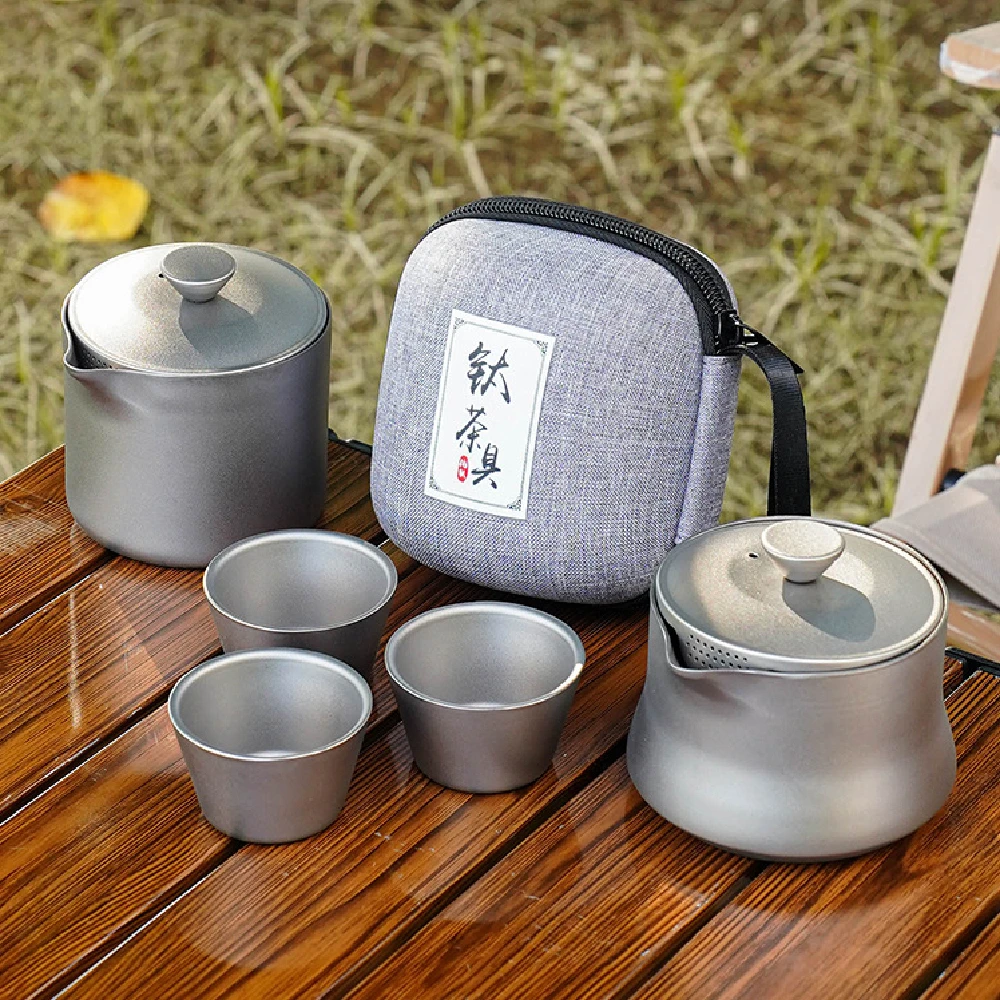 Portable Ultra-Light High End Professional Pure Titanium Travel Tea Set Eagle Beak Spout Outdoor Camping Kuaike Cup Gift