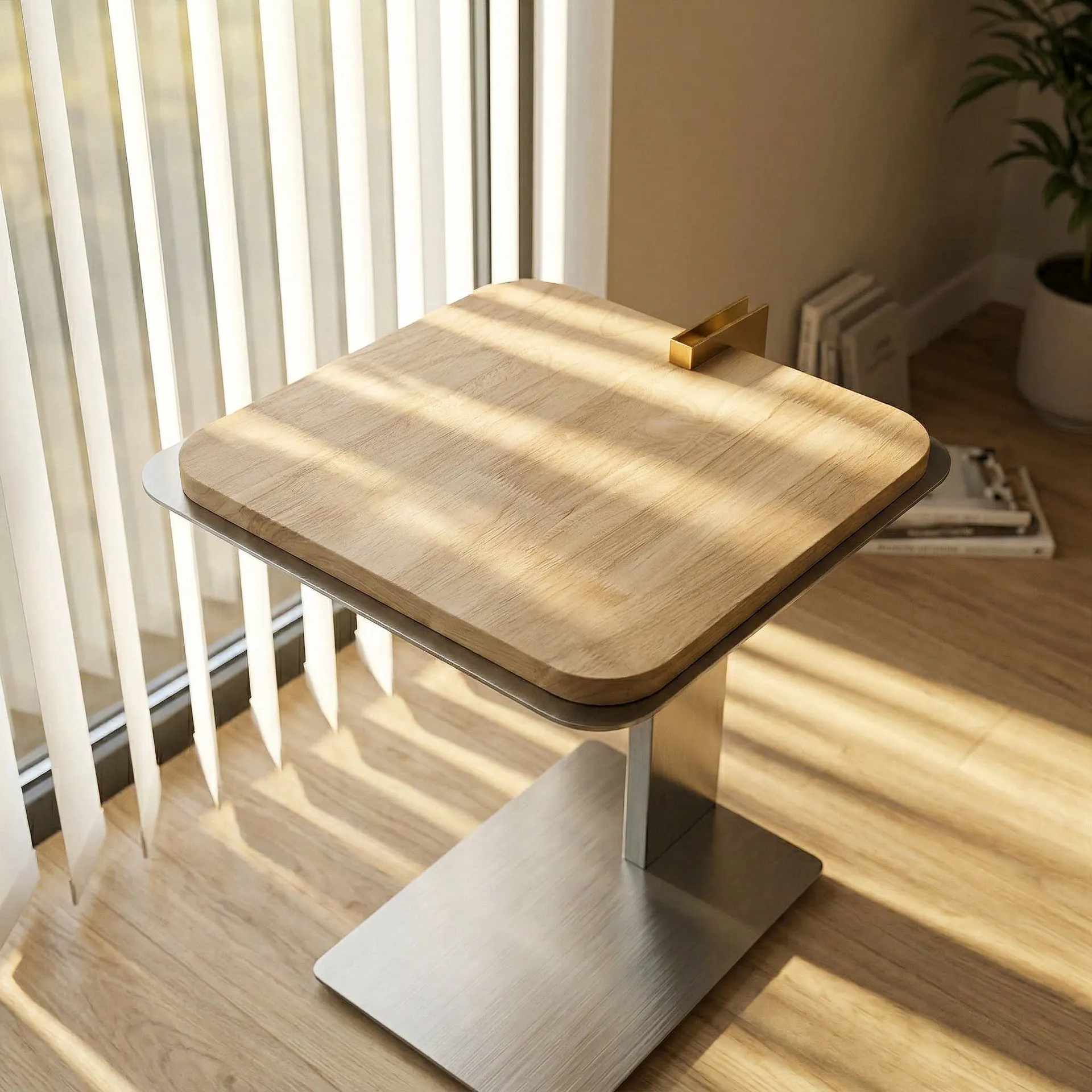 Ocean plate stainless steel edge table, designer sofa corner table movable coffee table negotiation table