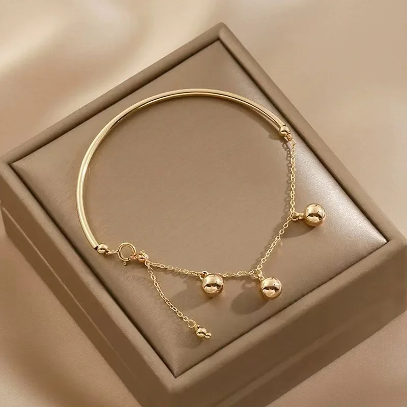 1 Bracelet for Women Three Gold Bean Gold Ball Design Bracelet New Year Birthday Gift for Girlfriend