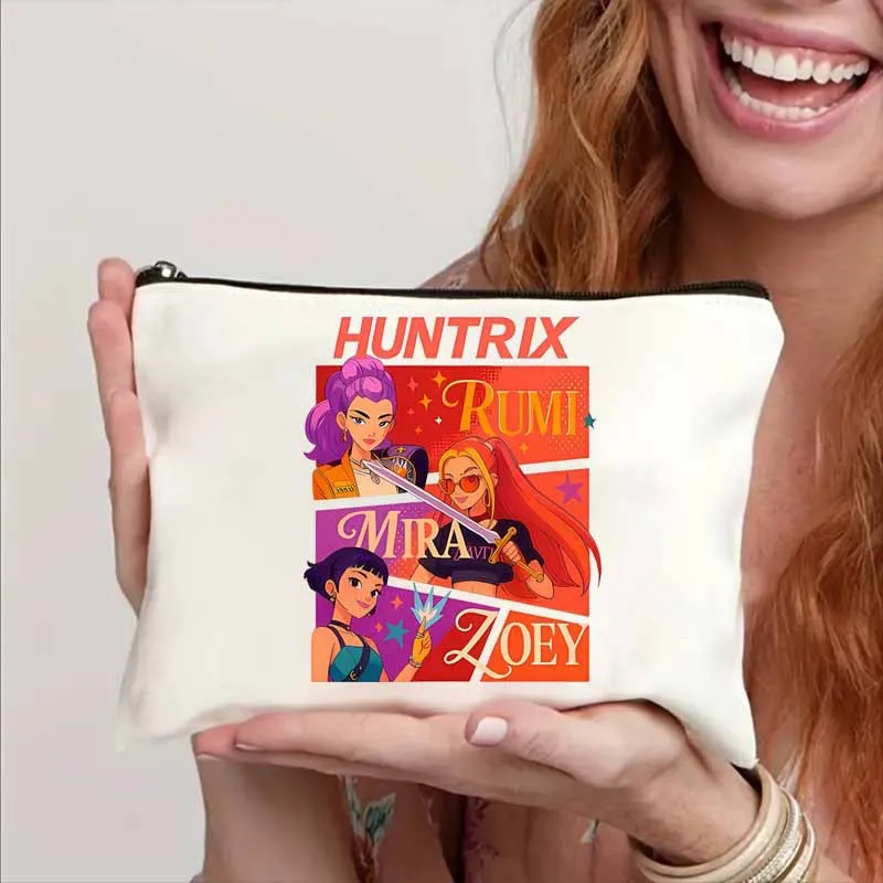 

Hot-selling Kpop Demon Hunters Zipper Cosmetics Cartoon Cute Simple Fashion Portable Storage Bag Large Capacity Student Pen Bag