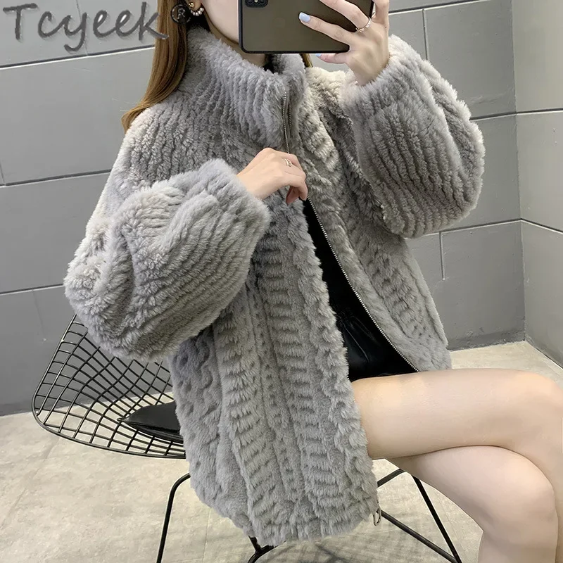 Tcyeek 모피 양 Shearling 모피 코트 여성 짧은 양고기 코트 우아한 Casacos 드 Inverno Feminino 2021 겨울 새로운 트렌드 FCY