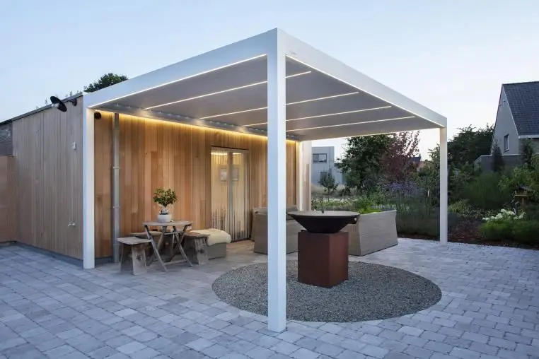 

Металлическая пергола с регулируемыми ламелями и порошковым покрытием для сада и отдыха на открытом воздухе