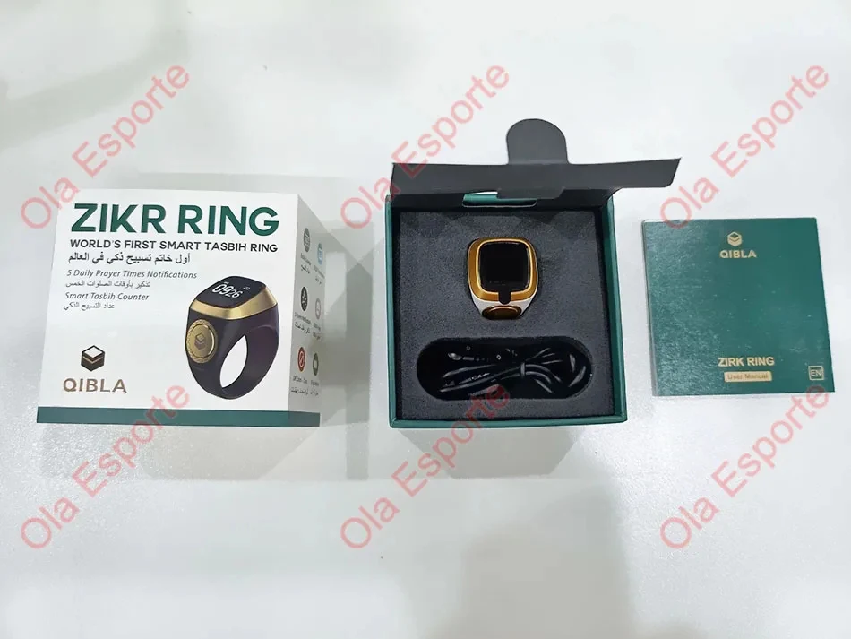 Qibla Zikr1 Lite Tasbeeh Smart Counter Counter For Muslims Prayer Time Vibration Reminder Zikr Ring 5 Waterproof OLET Display