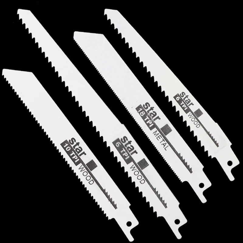 4pcs Reciprocating Saw Blades Cutting Bone Meat Stainless Steel Saw Blade High-speed Steel Carbon Steel Coarse Fine Teeth Tools