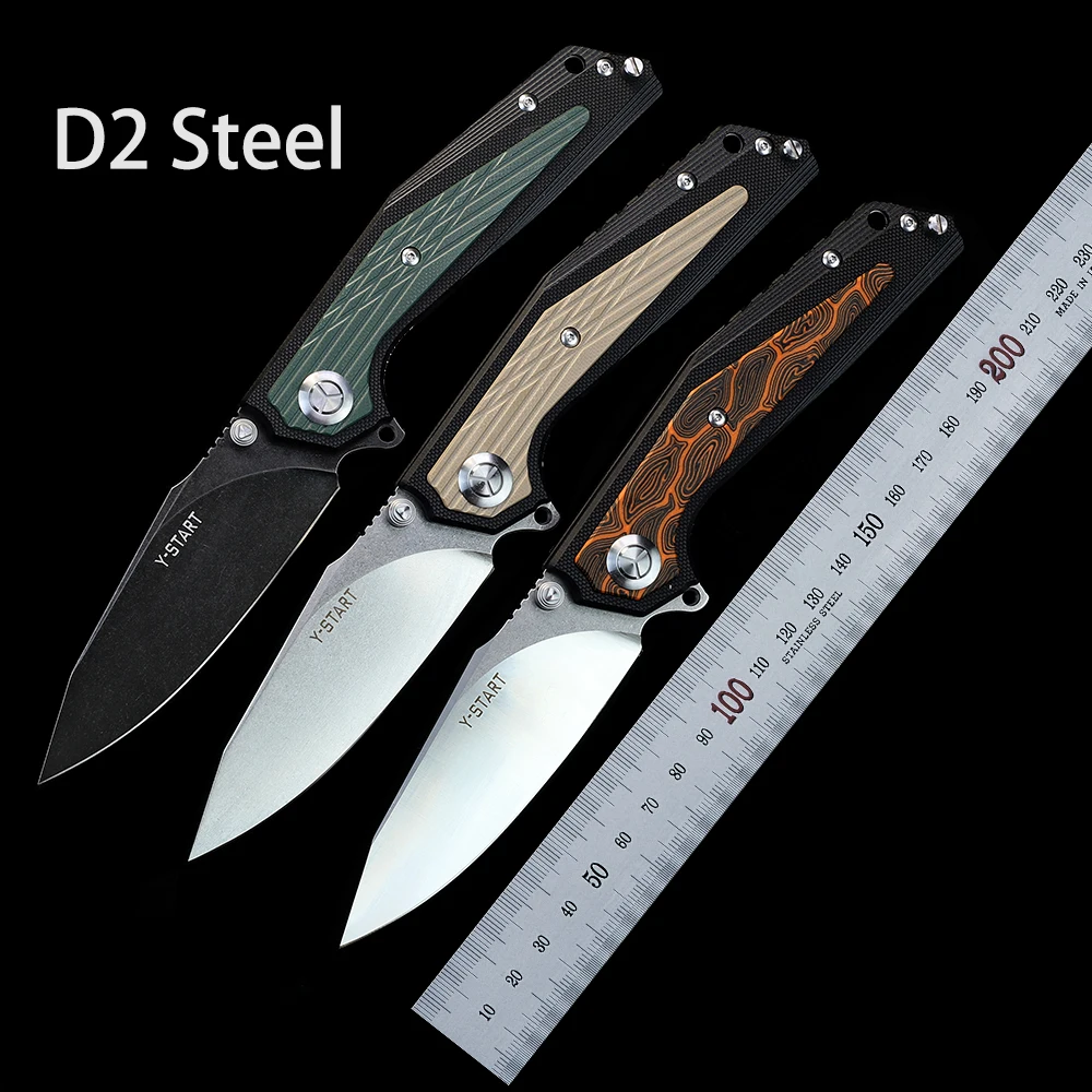 Y-START LK5033 D2 Steel Folding knife G10 Handle High Hardness Defensive Sharp Knife Camping Tool