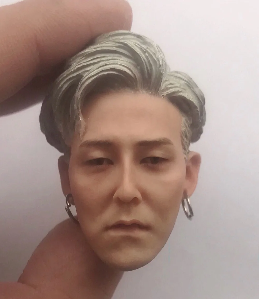 In Stock 1/6 Korean Popular Singer Quan Zhilong White Hair Male Head Sculpture Carving Model Can Suit Usual 12inch Action Body