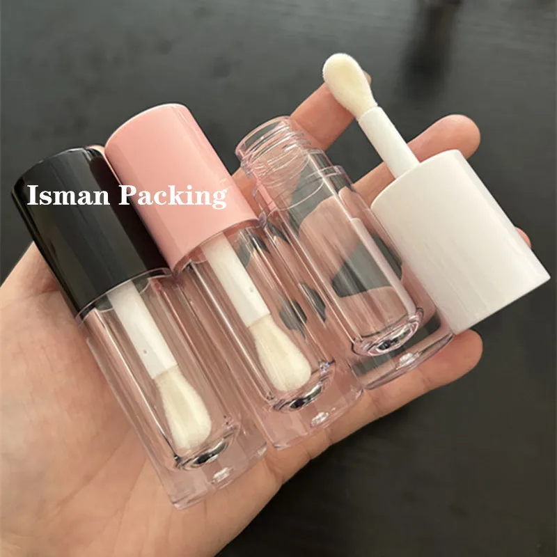 

50Pcs Empty clear pink black white big applicator lip gloss tube packaging bottle container with big brush wands 6ml