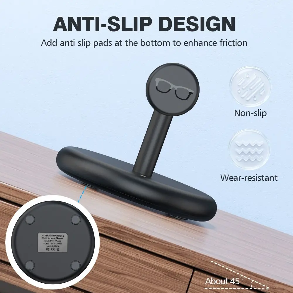 

Подставка для быстрой зарядки очков с адаптером, противоскользящая док-станция для зарядного устройства Ray-Ban Meta Wayfarer/Skyler/HSTN/Headliner