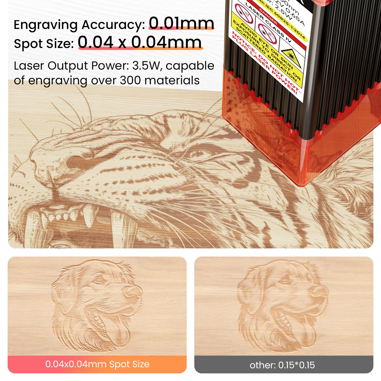 Incisore laser LONGER – Macchina per incisione e taglio laser portatile Ray5 mini-3.5W, punto laser da 0,04 mm, 12000 mm/min,