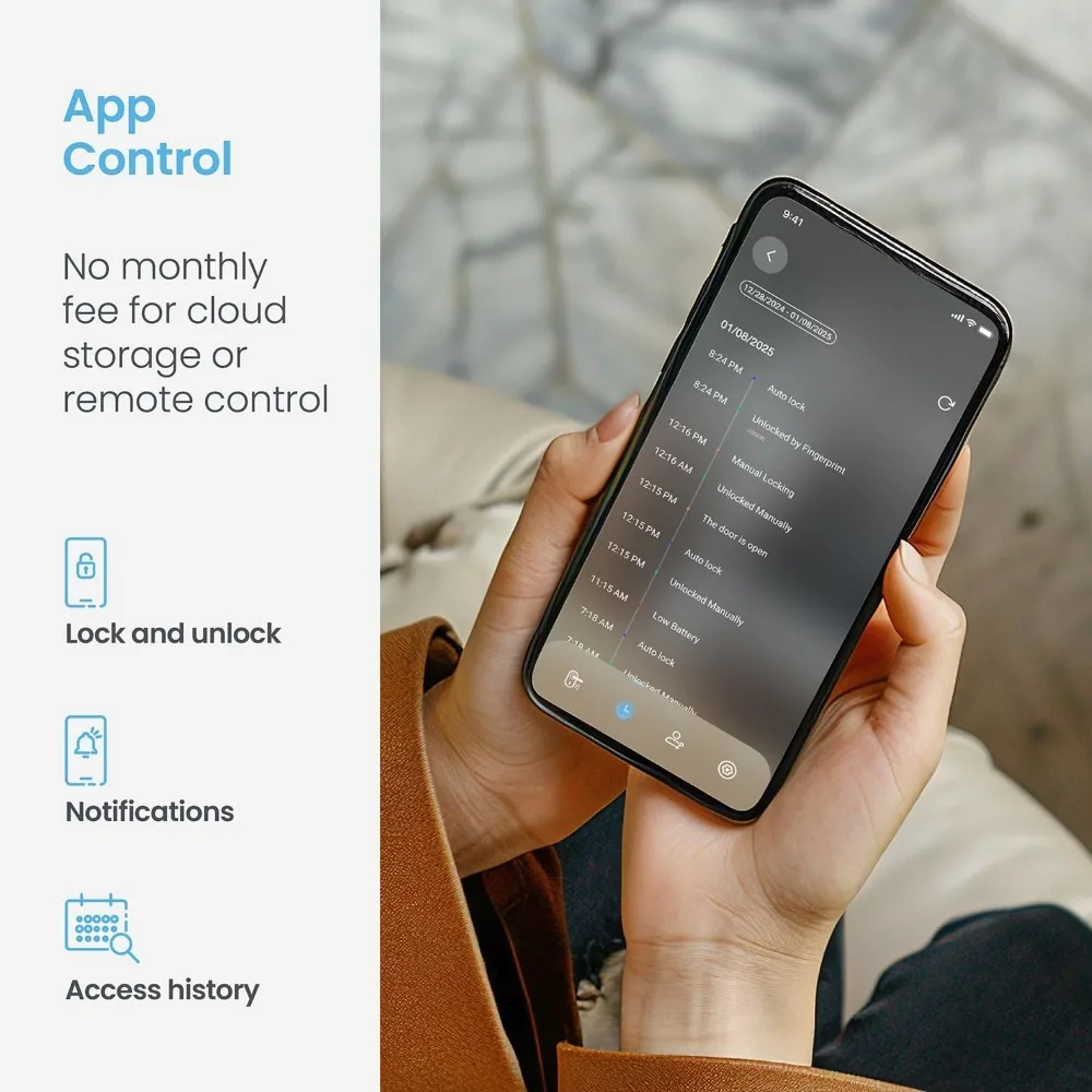 กุญแจล็อคประตูแบบดิจิตอล Secure Pro Deadbolt, ระบบล็อคอัจฉริยะแบบ Wi-Fi, ระบบเข้าออกแบบไม่ใช้กุญแจ, ระบบล็อคอัจฉริยะสำหรับทุกประเภทประตู, ระบบ PIN Genie ®   แป้นพิมพ์, เครื่องสแกนลายนิ้วมือไบโอเมตริกซ์ 3 มิติ