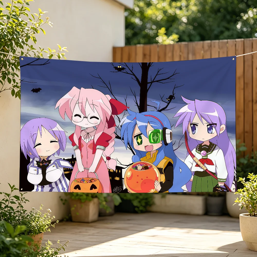 Anime Lucky Star Flag For Sports Matches  Games Parade Rally Holiday Festival Backyard Balcony Club Bar Decor